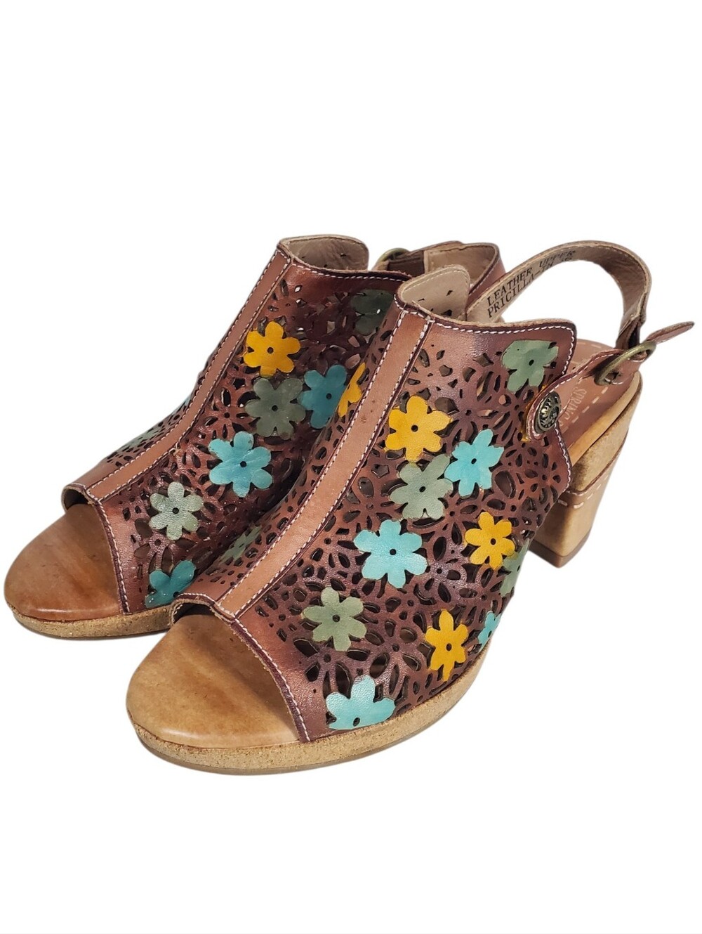 L'Artiste By Spring Step Pricilla TN 36 Lazorcut Leather Uppers Boho Floral 5.5